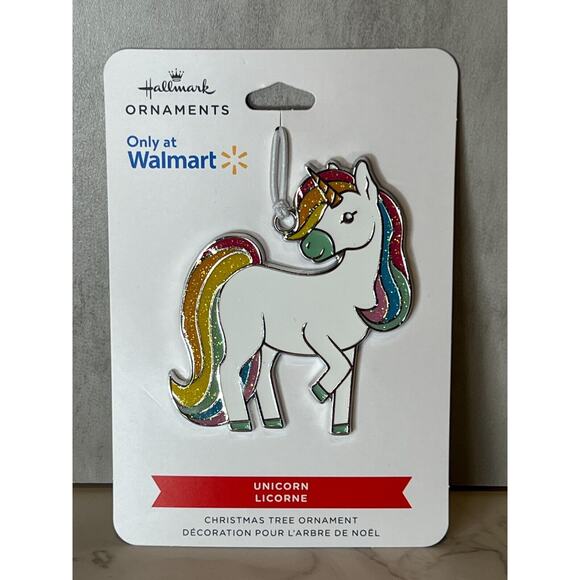 2023 Hallmark Ornament - Rainbow Unicorn - Flat Metal Enameled Ornament NEW 2.5" - Picture 1 of 1